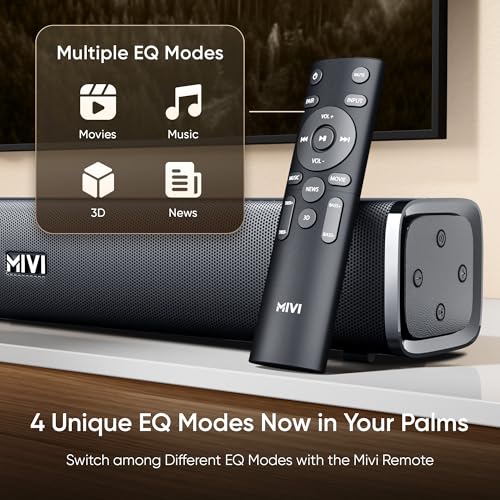 Image of Mivi Fort H160 Soundbar, [Newly Launched]- 160 Watt Home Theatre Sound Bar, 2.1 Channel, 2 in-Build Speakers and 1 External Subwoofer, Multiple EQ & Input Modes, Made in India Soundbar for TV