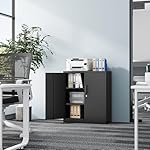 Metal Storage Cabinet-36” Tall Steel File Cabinets with Lockable Doors and Adjustable Shelves-Black Steel Storage Cabinet for Home, School, Office, Garage - Image 2