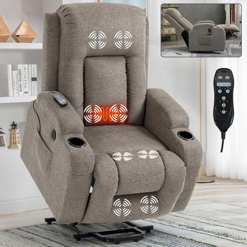 Sillón eléctrico reclinable con masaje y calor gris
