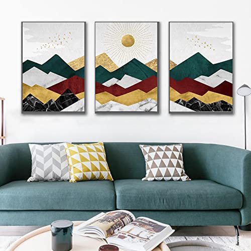Affiches paysage abstrait oiseau et soleil pour une ambiance zen