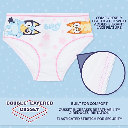 Bluey Girls Underwear, Comfy Breathable Cotton Panties for Kids - Pack of 54