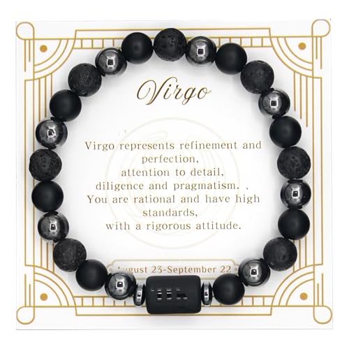 Zodiac Sign Bracelet for Men & Women – Matte Lava Hematite Stone Beads, 12 Constellation Lucky Charm Jewelry for Positive Energy & Protection Against Bad Luck