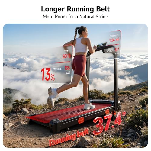 Image of RHYTHM FUN Treadmill with Incline, Walking Pad with Handle Bar,300lbs Walking Pad with APP, Portable Folding Walking Treadmills for Home /Office with Low Noise