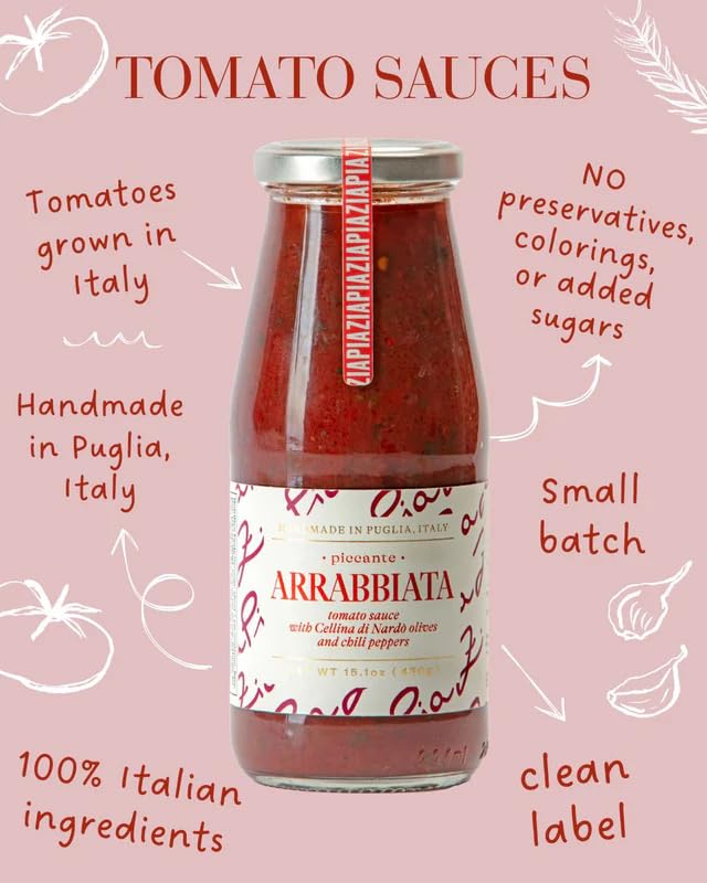 Zia Pia Arrabbiata Tomato Sauce - 15.1 Ounce | Authentic Italian Pasta Sauce | Small Batch | Made in Italy |