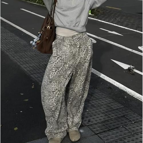 Baggy Jeans Women Men Leopard Barrel Jeans Y2k Baggy Leopard Print Denim Pants Wide Leg Barrel Pants4