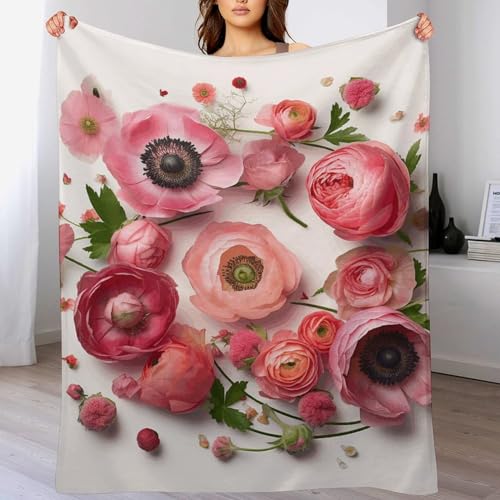 Couverture micro polaire fleurs 152x20cm plaid canapé lit - 6