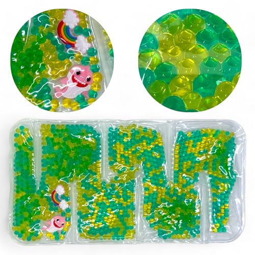 MIJOMA Antistress-Sensory-Maze-Spielzeug, Gel-gefülltes Fidget-Squishy mit Buntem Flüssigkeitsperlen-Labyrinth für Entspannung, Stressentlastung und Konzentrationsförderung, 35x17.5 cm (gelb-grün)