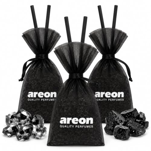 Image of AREON Pearls Black Crystal Hanging Air Freshener, Quality Perfume Pack of 3 | Long Lasting Fragrance - Premium Quality Perfume - Eliminates Unpleasant Odors - Ideal for Car - Home - Office - Wardrobe