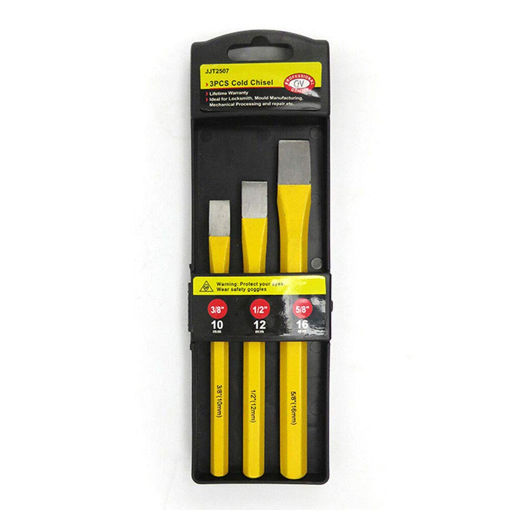 Lot de 3 burins à bois 3/8", 1/2", 15,8 mm, burins à froid plats pour travail du bois et du métal
