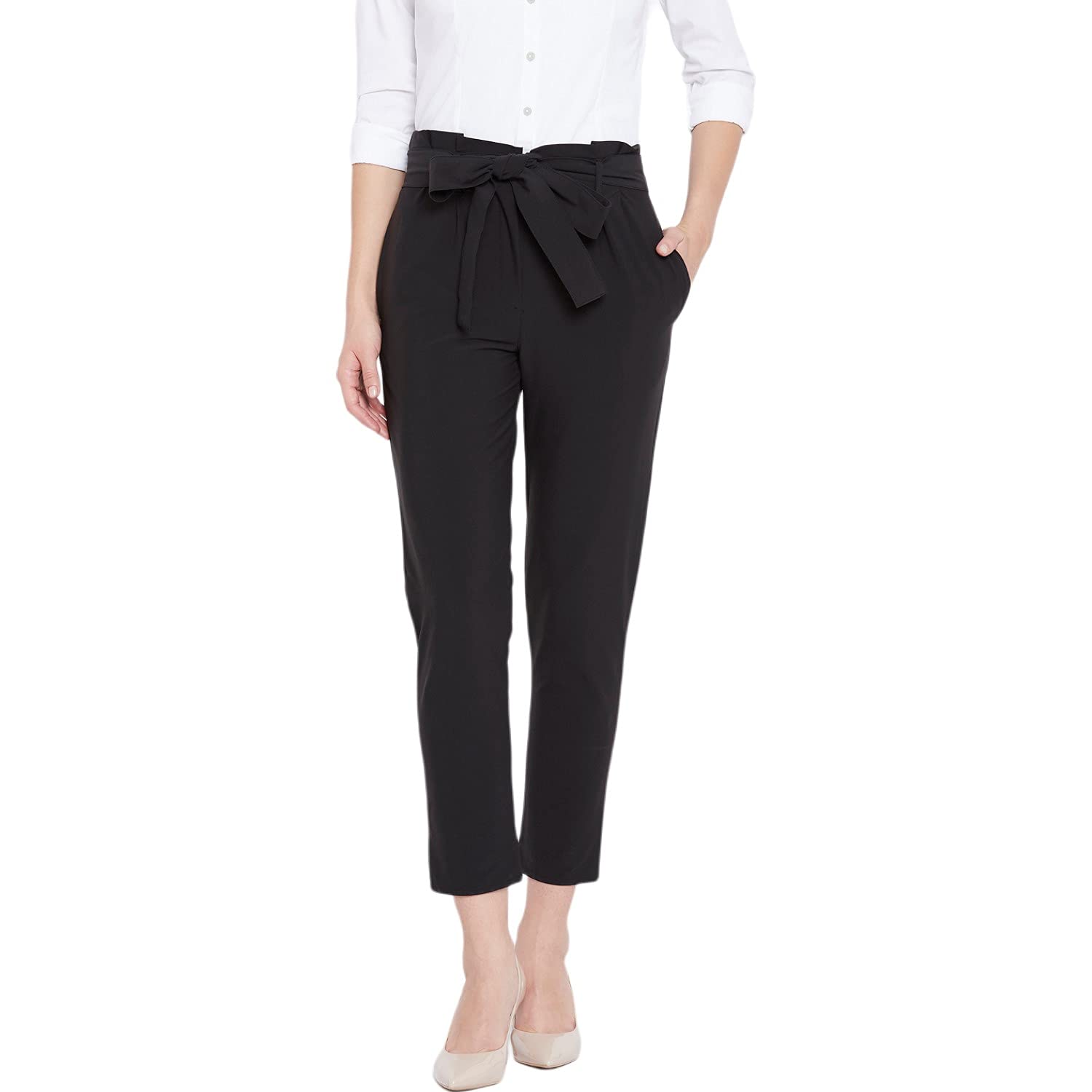 ZastraaWomen's Regular Fit Solid Peg Trousers
