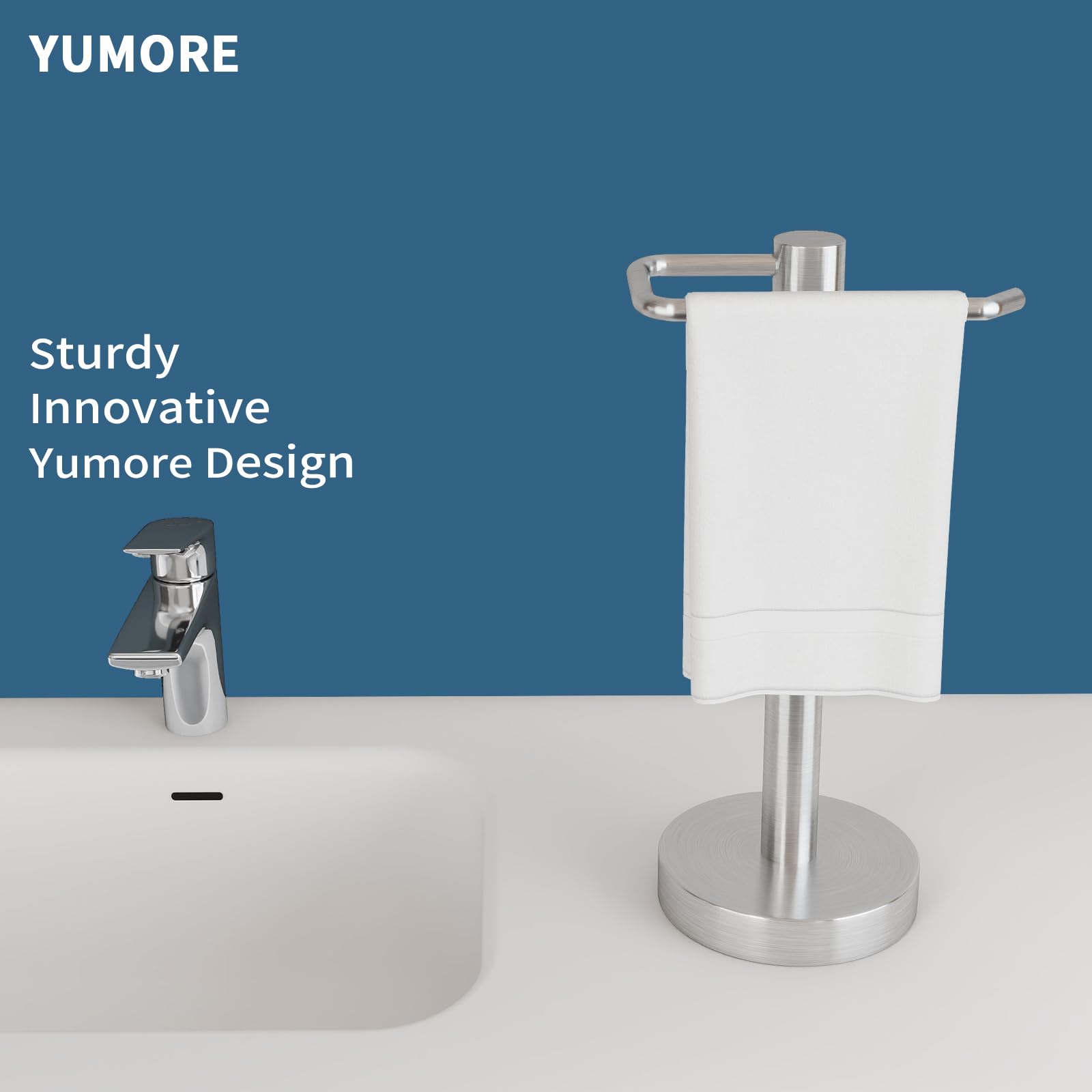 YUMORE Portasciugamani da appoggio, autoportante, per bagno e cucina (nichel spazzolato)
