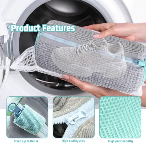 FYSL 2er Pack Schuhwaschbeutel für Waschmaschine, Schuhe Waschbeutel, Wiederverwendbar & Reißfest - Schont Schuhe & Verhindert Beschädigungen (Grau)