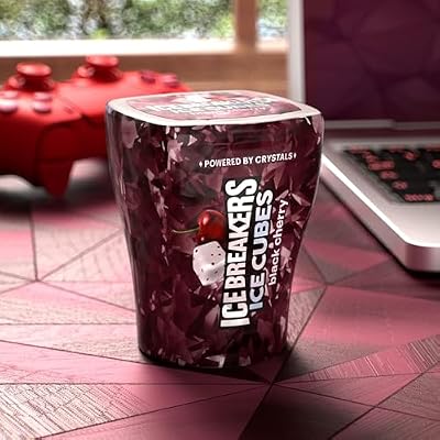 ICE BREAKERS Ice Cubes Black Cherry Flavored Sugar Free Chewing Gum Bottles, 3.24 oz (6 Count, 40 Pieces)