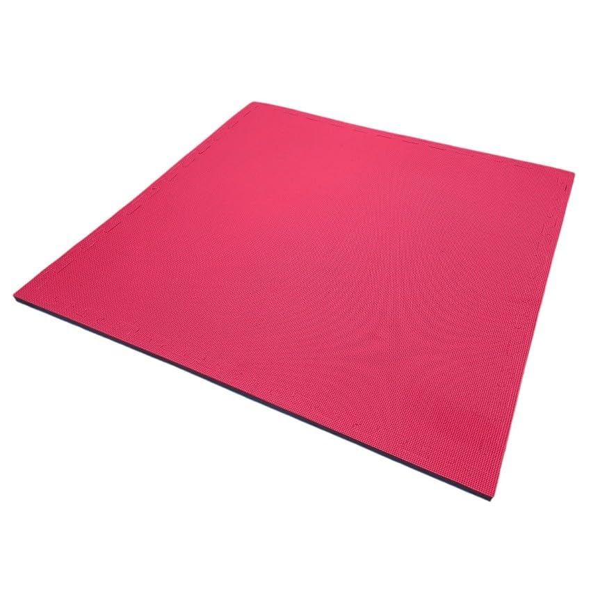 Tatami ad incastro Tatami Sportivi Ad Incastro Rosso/Blu, 100x100x3 cm, con Cornice Perimetrale - Materassino per Palestra, Workout, Ginnastica - Protezione per Pavimenti, Lavabile e Reversibile