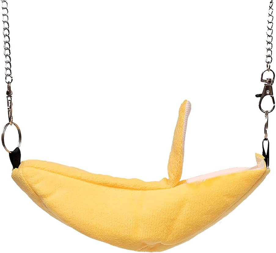 Mnrkaoic Cama de Hamaca para Hámster, Hamaca de Plátano de Franela Casa para Hámster Nido para Dormir, Casa Colgante Acogedora Cabaña de Barco con Forma de Luna para Conejillo