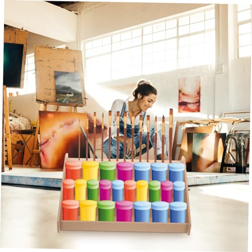 Image of Milisten Acrylic Paint Rack Organizer with Brush Holder and Ink Bottle Storage Multi-Layer Compact Craft Stand for Desktop Art Supplies 12.20X6.69X5.11 Inch Home Office