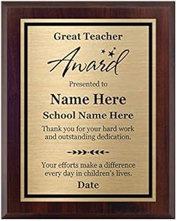Personalized Teacher Award - Customized Plaque 8x10 - Gift for Educator - Customize Now!