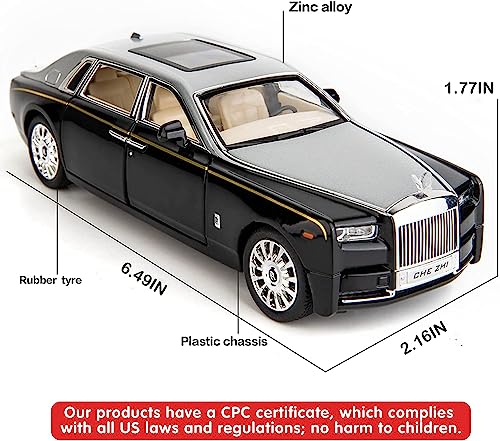 Image of DARVICE Exclusive Alloy Metal Pull Back Die Cast Metal Car 1:32 Rr Phantom Diecast Pullback Toy Car With Openable Doors & Light, Music Toys For Kids, Multicolor