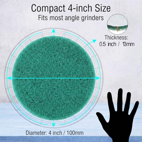 Image of 20 Pcs 4 inch Drill Brush Scrubber Scouring Pads | 180 Grit, Hook & Loop Power Scrubber Scour for Rotary Tools, Random Orbital Sander (Green)