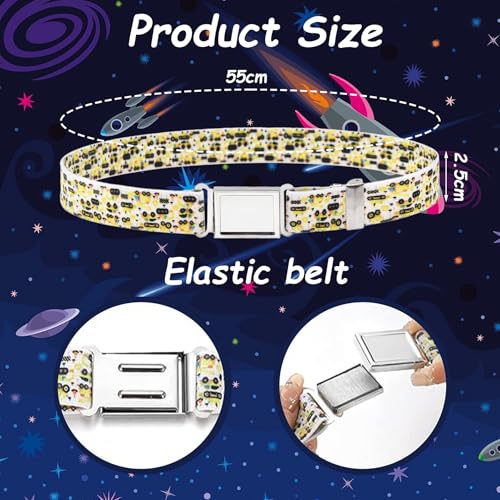 Pack de 3 cinturones elásticos para niños con práctica hebilla magnética y diseño de estrellas 4