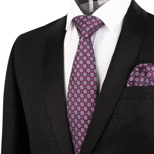 Image of Alizeal Mens Vintage Solid Plaid Tie with Pocket Square 3.15inches Necktie Set