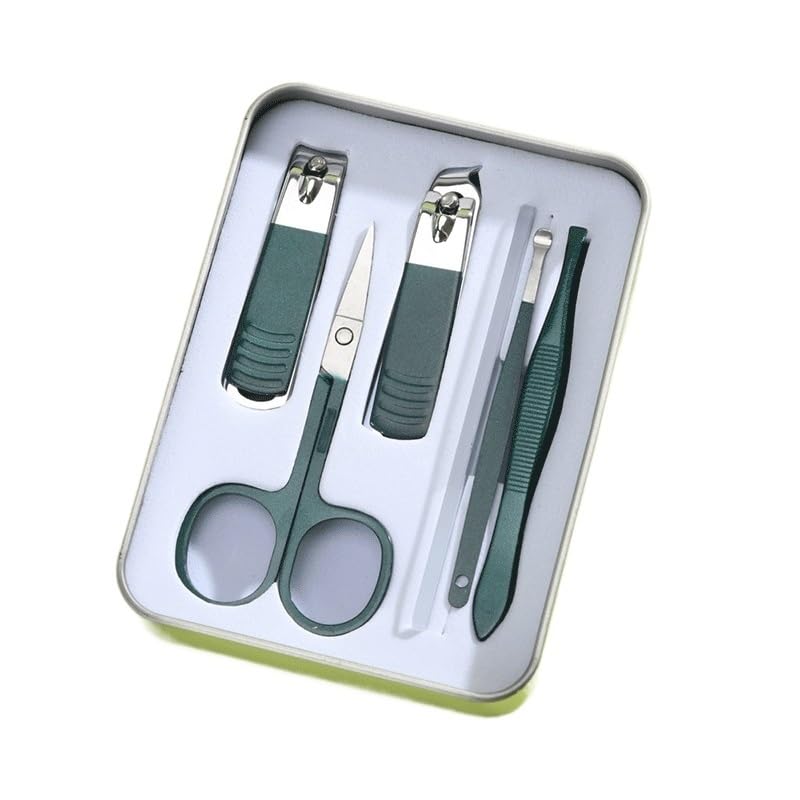 6 Piece Set of Iron Box Nail Files Nail Clippers Household Nail Trimming Tools Manicure Set Style 1
