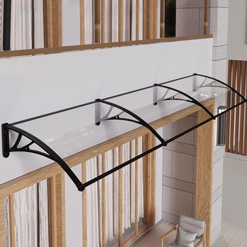 Auvent de porte 60x520 cm en polycarbonate transparent avec support aluminium robuste - 7