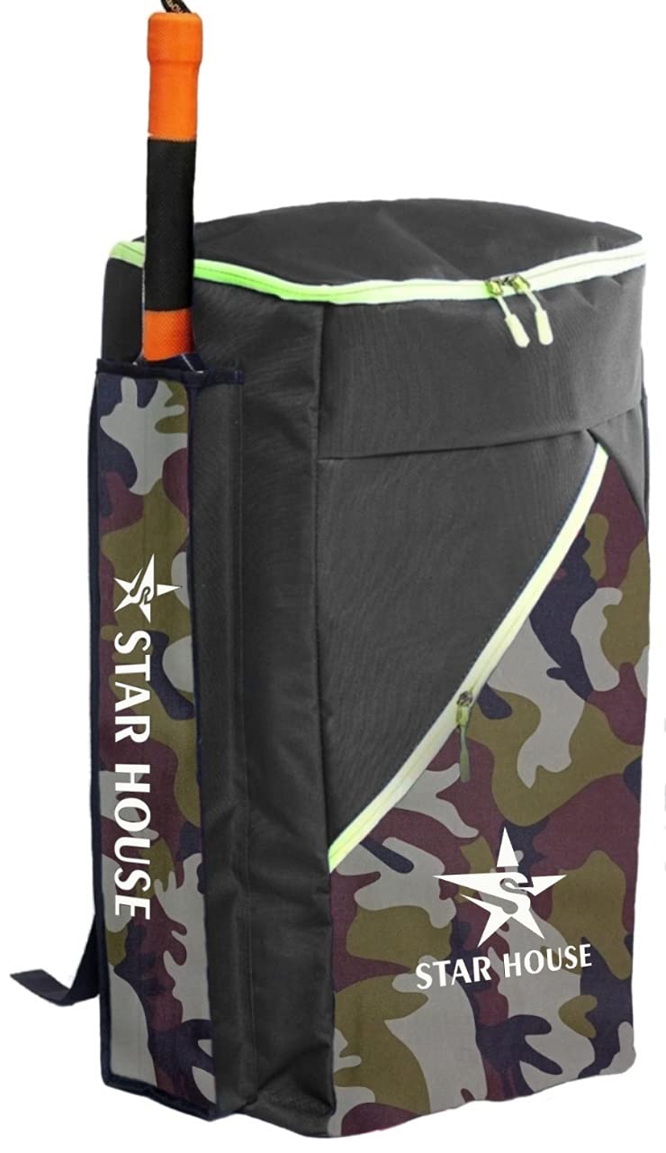 STAR HOUSE- Cricket Kit Bag Unique Design with Heavy Padded (BLACK GREEN ARMY)-image-5