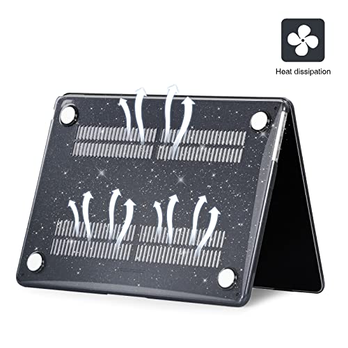 Image of EooCoo Case Compatible with MacBook Air 15 inch M5 2026 2025-2023 Release M4 M3 M2 Model A3448 A3241 A3114 A2941, Plastic Hard Shell Case & Keyboard Cover & Screen Protector, Sparkly Black