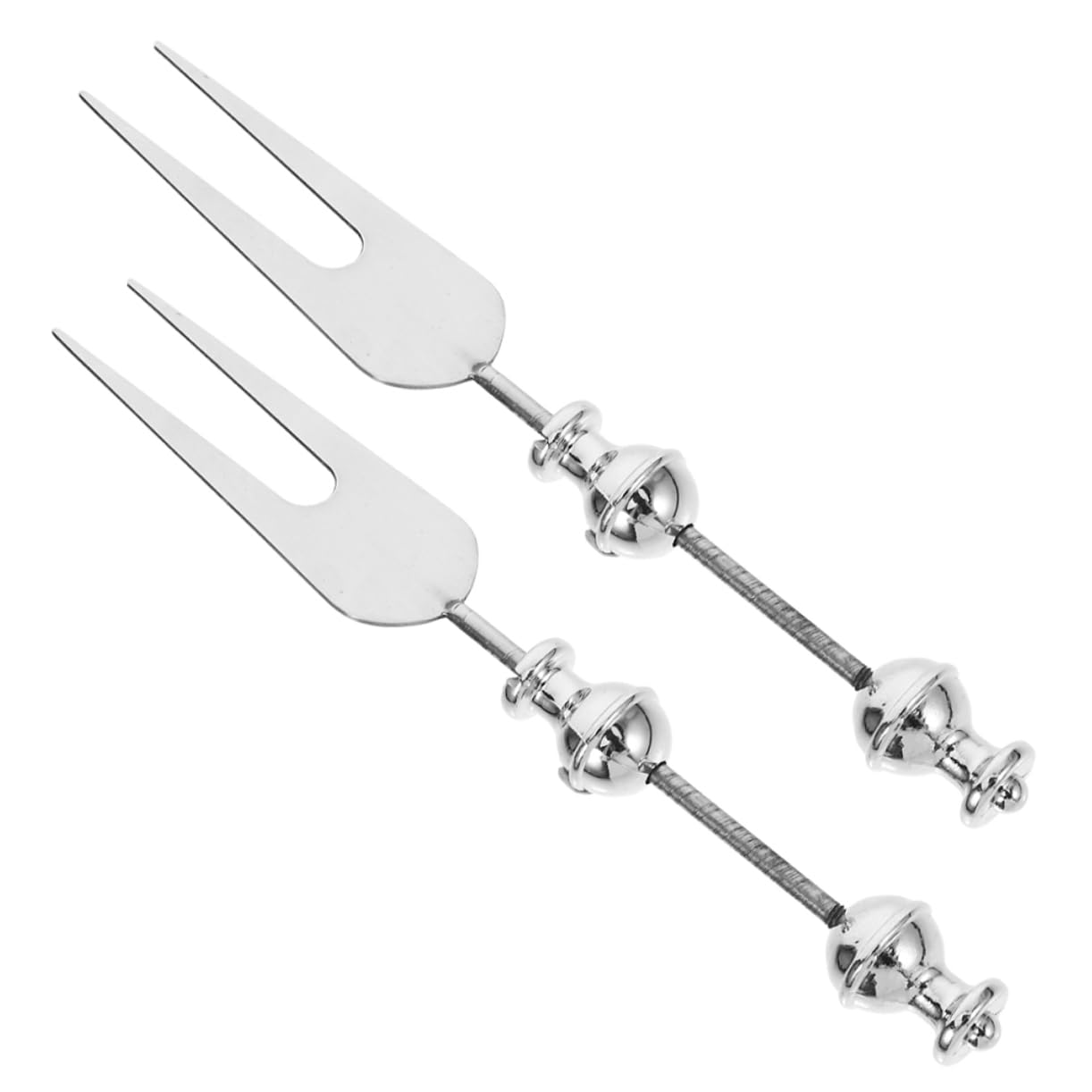 KICHOUSE 2pcs Small Stainless Steel Fruit Forks with Removable Beads Elegant Dessert Snack Forks for Appetizers Portable Utensils for Festivals Parties