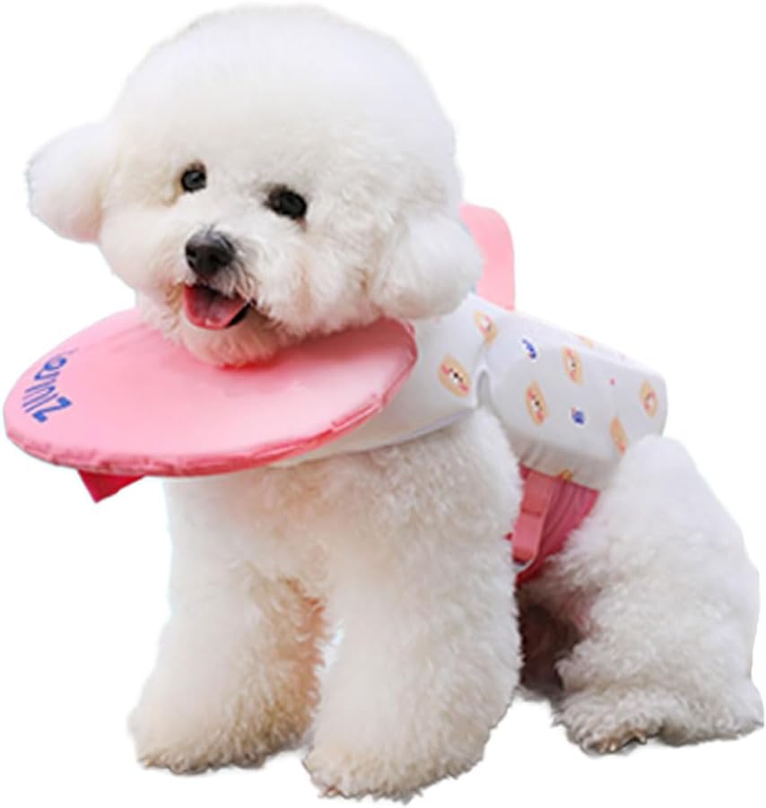 Dog Life Jacket - Pet Safety Vest with Removable Front Float & Rescue Handle - Adjustable High Buoyancy Aid Pet Supplies for Boating, Surfing, Swimming (Pink, Small)