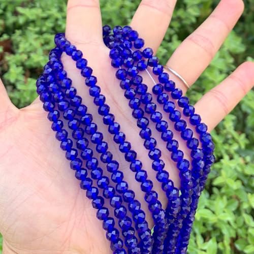 Image of 200pcs Czech Faceted Rondelle Crystal Glass Beads 6mm Bulk Cobalt Blue