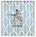 Vandarllin Funny Shower Curtain, Bicycle Dinosaur Geometric Kids Shower Curtains Set with Hooks, Blue Waterproof Fabric Bathroom Curtains Decor Home Accessories,72 X 72 Inch Long