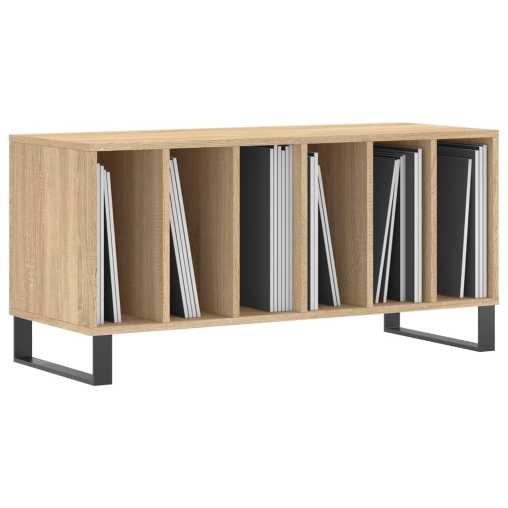 Armadio per dischi in rovere Sonoma, con gambe in ferro, 100 x 38 x 48 cm, spazio per dischi in vinile e LP in vinile, stabile, con ripiano per giradischi, soggiorno, ufficio