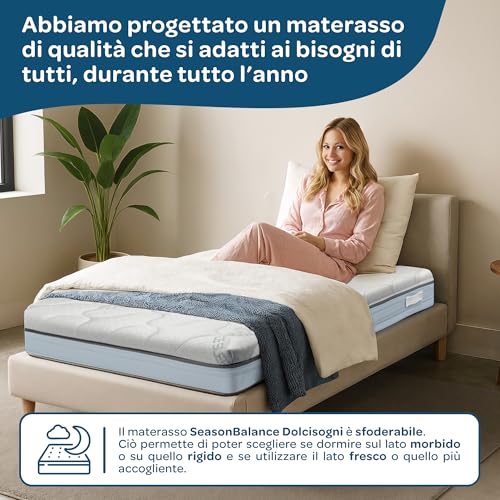 Dolci Sogni Materasso Singolo 80X190 Memory Foam - Materasso 80X190 Alto 20Cm, Doppio Comfort Ortopedico E Ergonomico, Sfoderabile Con Lato Estate E Lato Inverno, Made In Italy - 4
