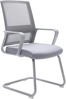 GT-LYD Silla De Recepción De Conferencia, Silla de Oficina con Respaldo Medio con apoyabrazos Fijo, Silla de Trineo ergonómica con Soporte Lumbar, Adecuada para Oficina de Sala de conferencias Negra