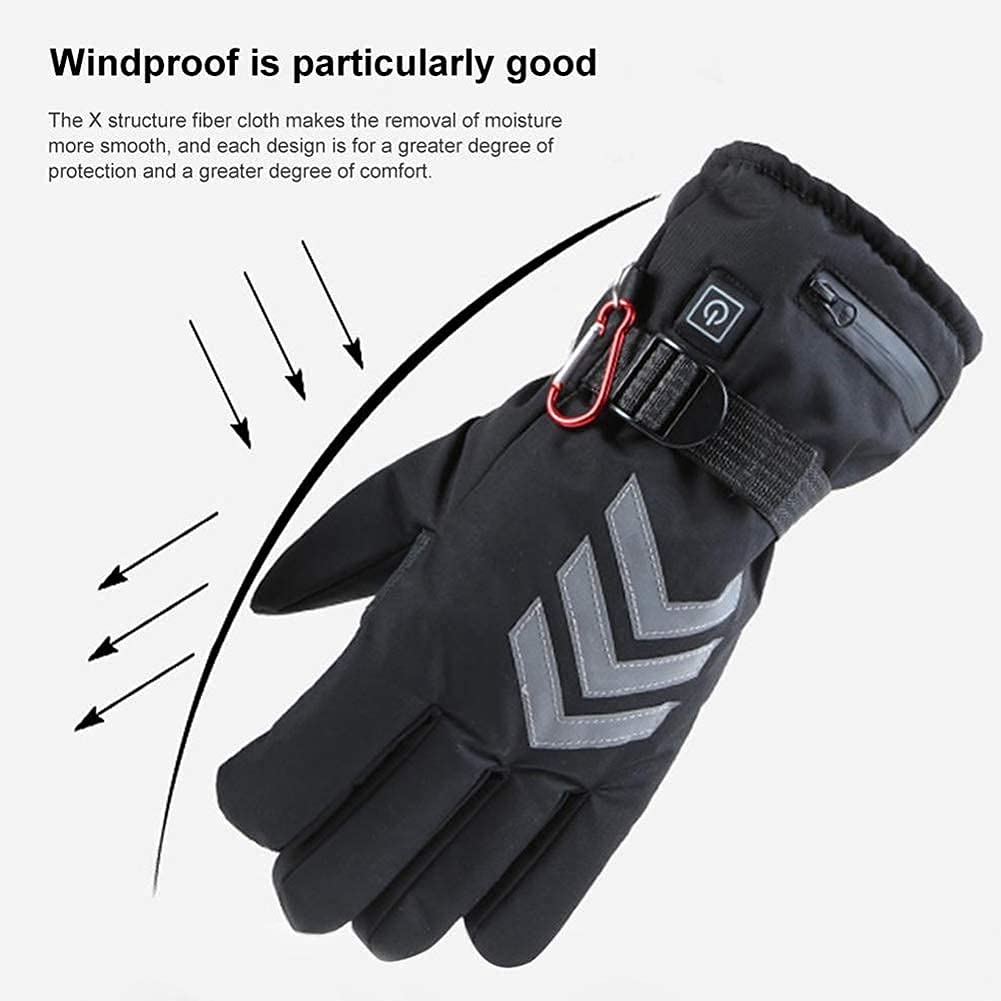 Calentamiento eléctrico Guantes térmicos Hombres Mujeres Pantalla táctil Guantes térmicos Eléctricos con Cinta Reflectante Guantes cálidos Ajuste de Temperatura 2600MAH para invier