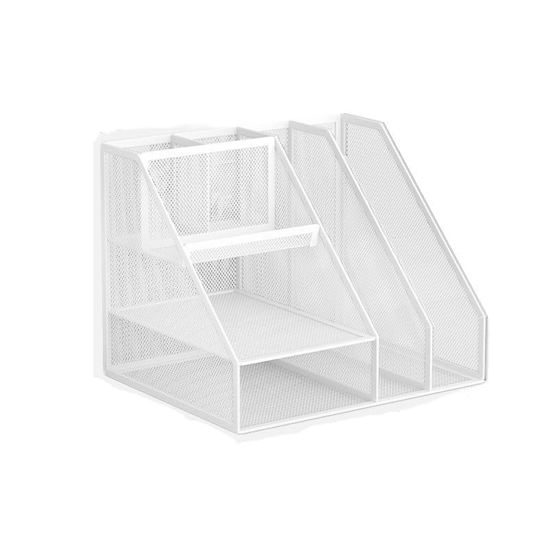 Portadocumenti Da Scrivania Organizer da scrivania con portadocumenti, organizer vassoi for lettere a 3 livelli, accessori in rete e spazio di lavoro Organizer Scrivania(White)