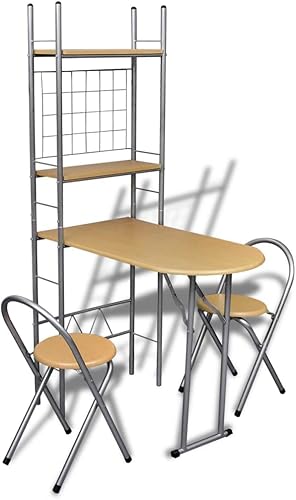 Juego de barra de desayuno plegable con 2 sillas que ahorran espacio de acero y MDF Bistró juego de mesa para espacios pequeños, cocina,