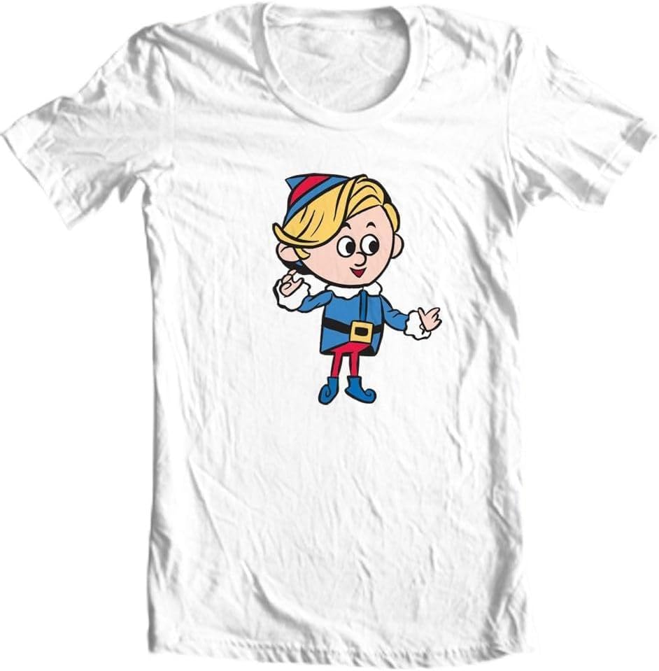 APSRA RETAILHermey Elf T-Shirt Rudolph Misfit Toy Christmas Adult Regular fit Graphic tee Casual T-Shirt Half Sleeve Round Neck Printed Men's t Shirt(_XXL) White
