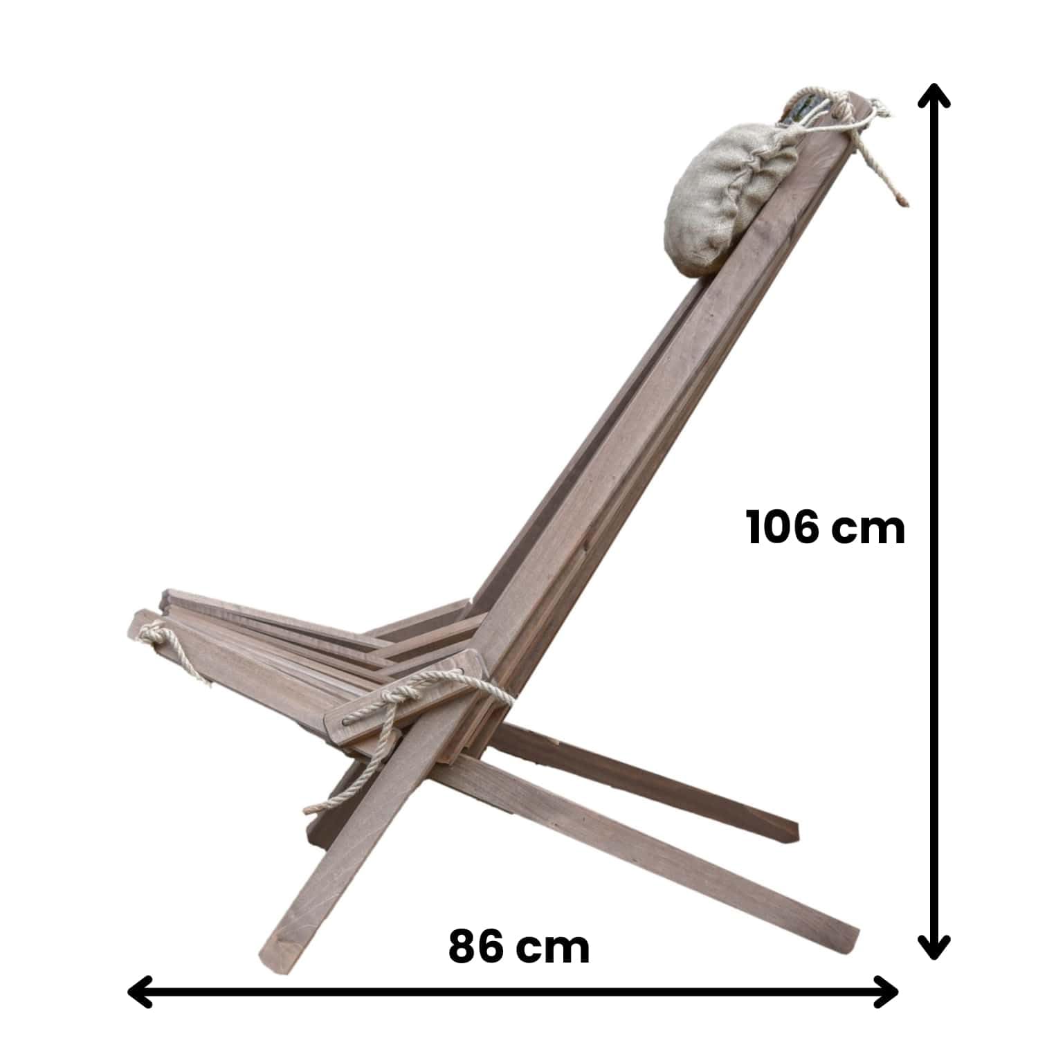 Sedia a sdraio pieghevole in legno, 2X 106x56x86 cm | Lettino da sole con cuscino in juta, Design ergonomico, Per uso esterno e interno, Durevole e elegante