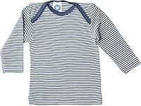 Cosilana, Baby Unterhemd Langarm, 70% Wolle 30% Seide (Marine Geringelt, 62-68)