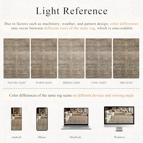 Tapete decorativo rectangular 8x10 Schweek marrón lavado miniatura 6