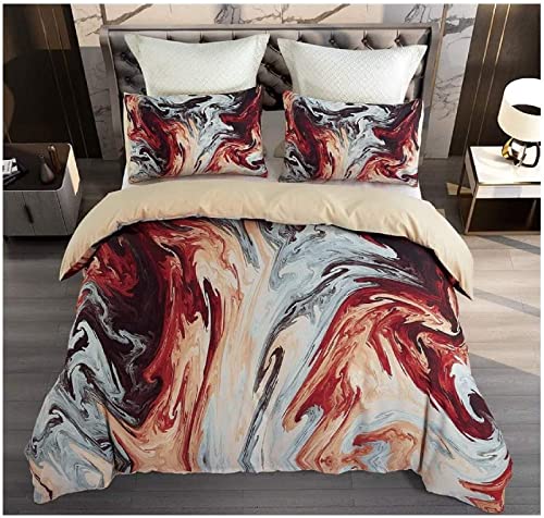 Housse de Couette 140x200 Marbre Art Abstrait Parure de Lit Enfants Adultes 1 Personne en Microfibre Douce Imprimée 3D avec Fermeture Éclair, avec 2 Taies d'oreiller 65x65 cm Cover