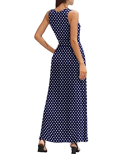 Image of LILBETTER Women Sleeveless Deep V Neck Loose Plain Long Maxi Casual Dress