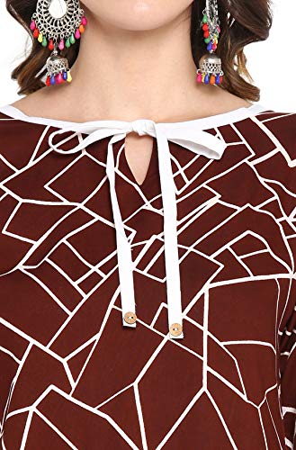 Image of Janasya Women's Brown Rayon Straight Kurta