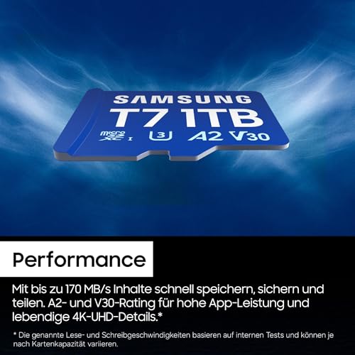 Samsung T7 microSD-Karte, 128 GB, Speicherkarte für Mobile Games auf Smartphones, Tablets und Handheld-Konsolen, UHS-I U3… – Ansicht 4