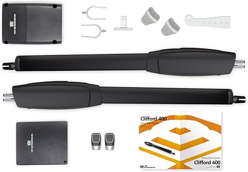 TMT Clifford 400 - Abridores de puerta automáticos dobles para puertas batientes de alta resistencia de hasta 20 pies y 950 libras, abridores de