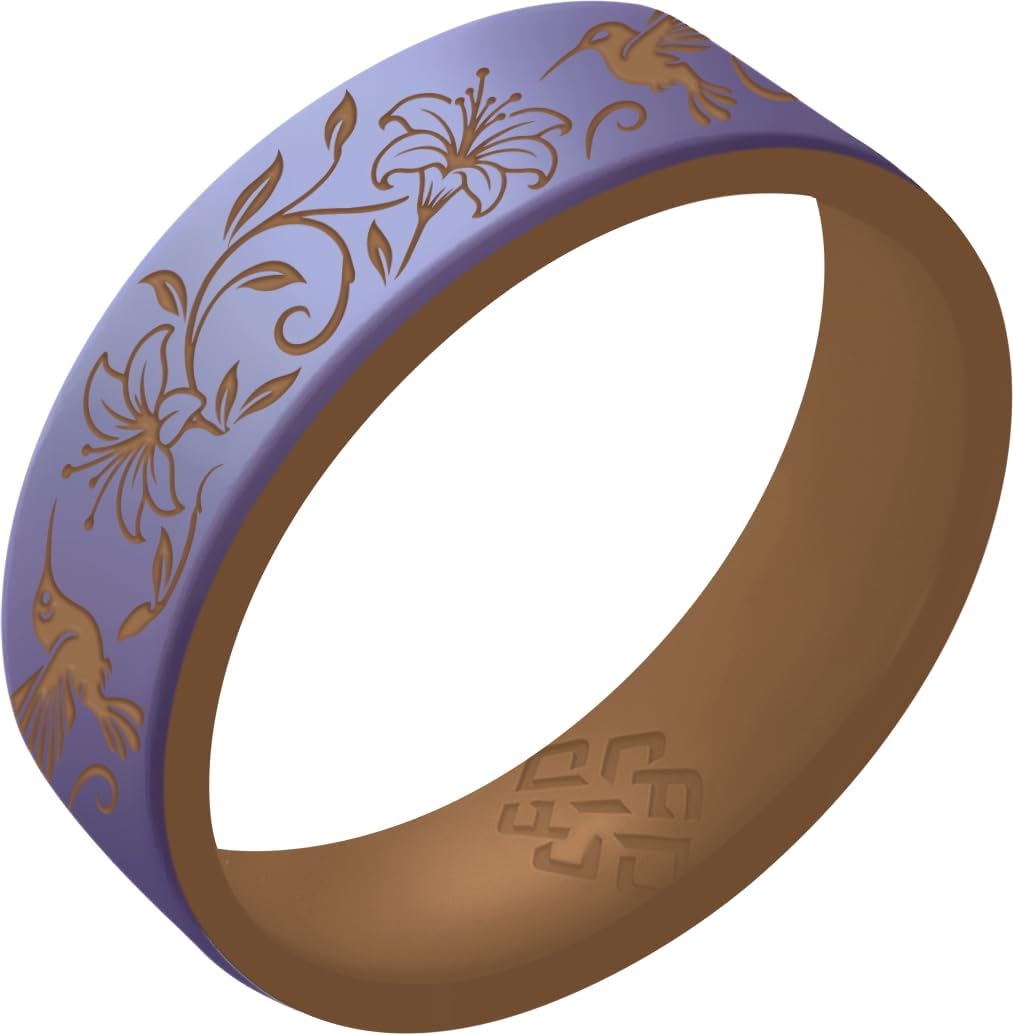 Knot Theory Gold Hummingbirds Silicone Ring for Women - Mint Green, Pearly Pink, Lavender Purple, White Rose Gold Breathable Dual Layer Comfort Fit 6mm Bandwidth