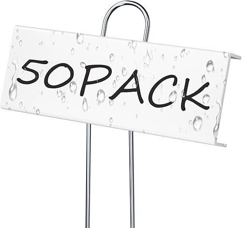 Paquete de 50 etiquetas metálicas para plantas, color blanco